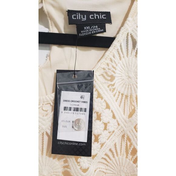 City Chic‎ Crochet Vibes Dress Cream in Cream Size XXL(24W) NWT Boho Beach Lace - Picture 4 of 6